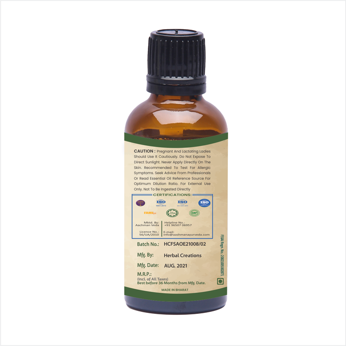 Aashman Ayurveda Cure For Life 100% Pure Steam Distilled & Undiluted Essential Oil Clove Syzgium Aromaticum 100% Vegan Purity 50 ML With Veg