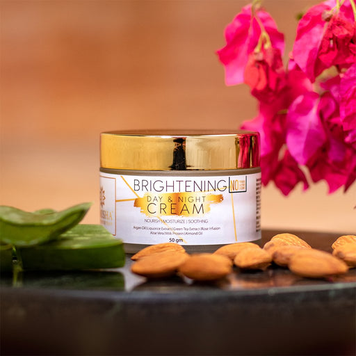 Day & Night Brightening Face Cream For Skin Repair, Anti Aging, Dryness Control, Nourishment, Hydration & Blemish Removal with Green Tea, Rose, Liquorice & Almond, 50 GM - Local Option