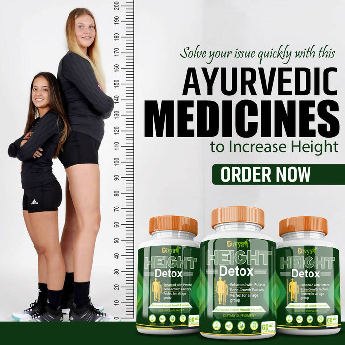 Divya Shree Height Detox Capsule for All Age Group | Bone & Height Growth | Height Enhancer Medicine 100 % Ayurvedic Capsule For Increase Height | Height growth herbal 60 capsules