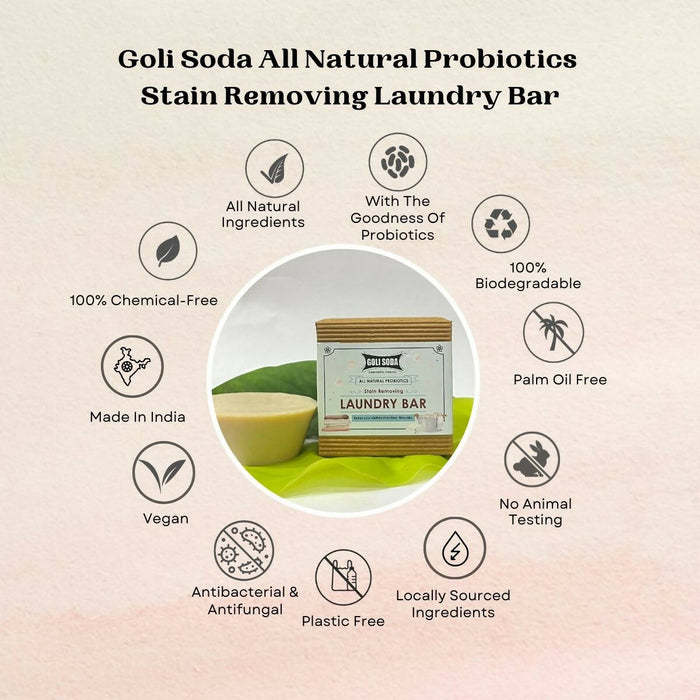 Goli Soda All Natural Probiotics Stain Removing Laundry Bar (Pack Of 2)