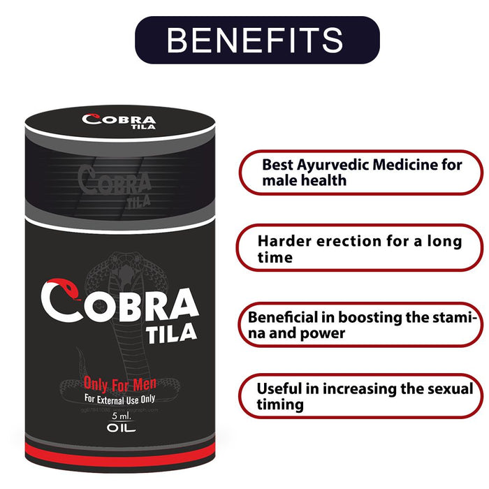 CIPZER Cobra Tila Oil With 5ml- Helps To Increase Testosterone And Energy Levels- Improve Sexual Confidence And Performance- Pack Of 10Ml Oil