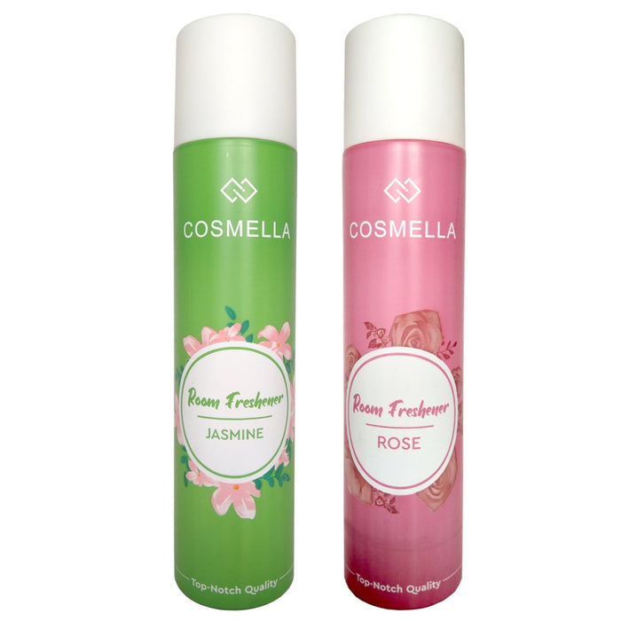 Cosmella Air Freshener Jasmin and Rose for Room, Home, office, Party Hall, 310ml, Pack of 2
