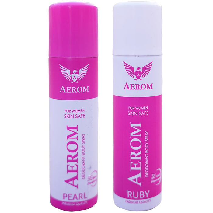 Aerom Pearl and Ruby Deodorant Body Spray For Men and Women, 300 ml (Pack of 2)