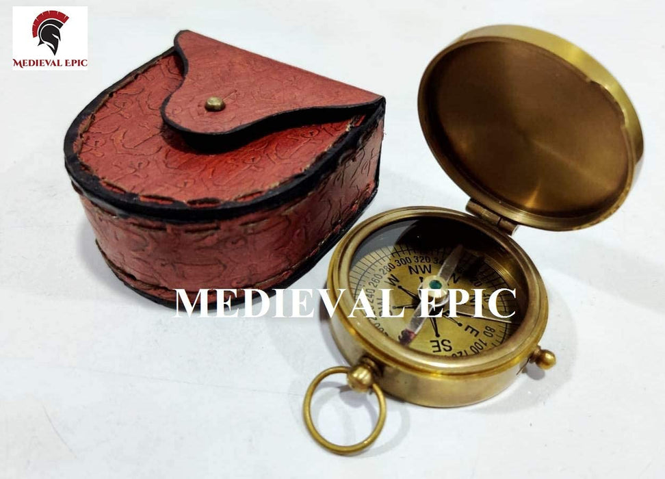 Brass Compass Thoreau's Go Confidently Quote Engraved Compass W/Case