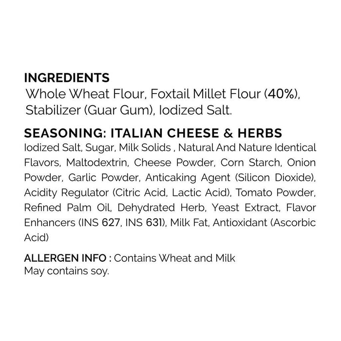 Auric Baked Noodles (70gms x 12 packs) - Zero oil, No Maida, Italian Cheese & Herbs