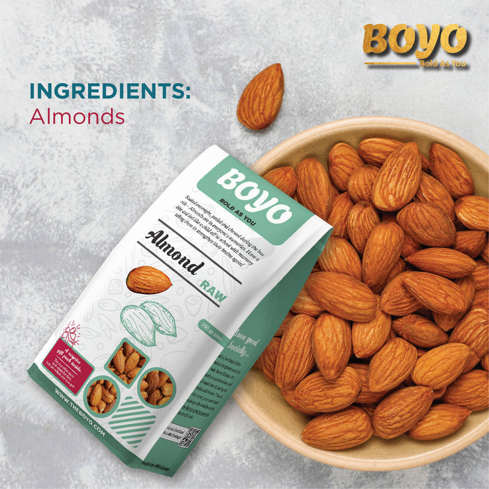 BOYO 100% Natural California Almonds 500g - Badam, Vegan & Gluten-Free