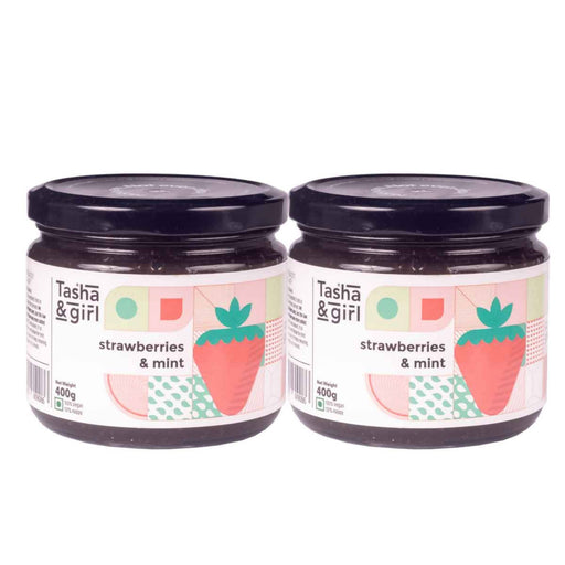 Tasha & Girl Fruit Spread (Jam) More Mint - Strawberries & Mint (400g x 2) - Local Option
