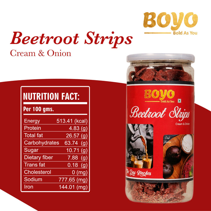 BOYO Beetroot Strips Cream & Onion 150g Combo (Pack of 2) Tea Snacks Spicy Snacks