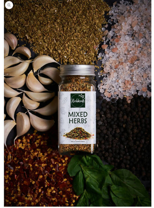 Herbkraft - Mixed Herbs 55 GM Pack of 1 | Fresh and Natural Herbs and Seasonings | Dry Leaves | Grocery - Masala - Spices | Vegetable Stir Fry - Pizza - Pasta - Bread | No Added Colour and Flavour