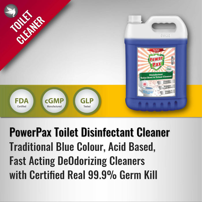 PowerPax Toilet Bowl & Urinal Traditional Cleaner with 99.9% Germ Kill Disinfectant Sanitizer Action (Rose), 5L