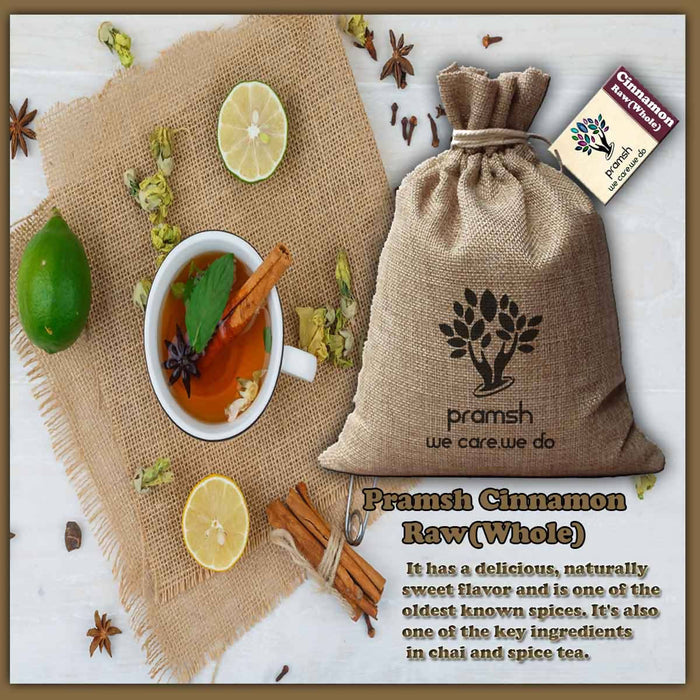 Pramsh Luxurious Organically Dried Cinnamon(Dalchini) Raw(Whole) Packed In Eco-Friendly Bag