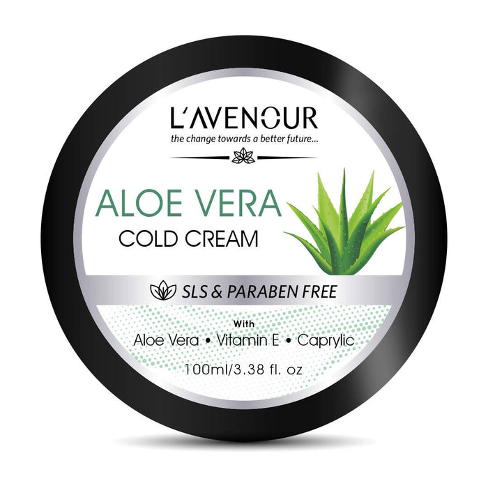 L'avenour Aloe Vera Cold Cream, with Vitamin E, Aloe Vera & Caprylic, SLS Paraben Free, Hands and Body, 100 ml