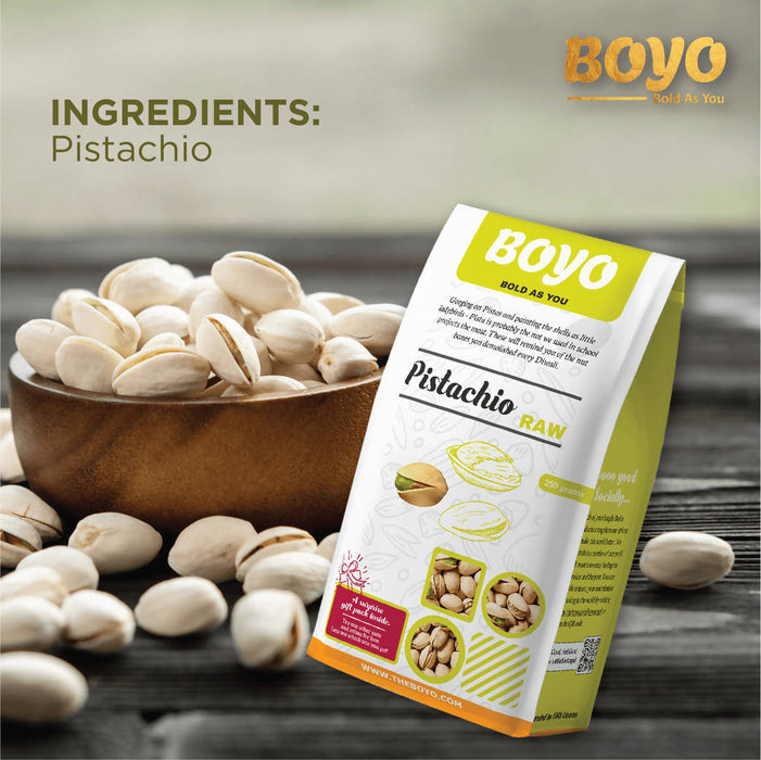 BOYO 100% Natural Whole Pistachios Nuts Without Shell 250 gm - Best for Snacking, Baking, Cooking