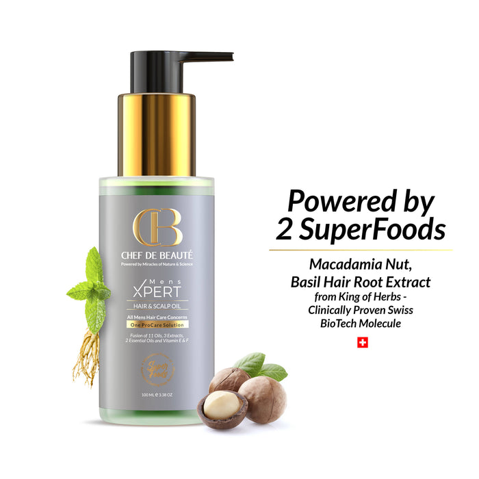 CHEF's SuperFoods Powered Men's Hair and Scalp Massage Oil with FusionTech