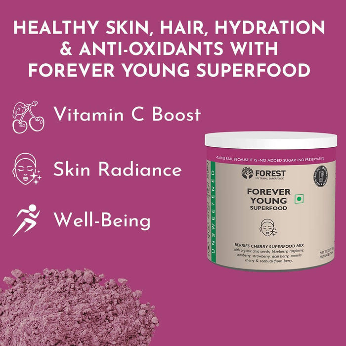 Forever Young Superfood, Natural Collagen Builder with Berries for Anti Aging and Skin Hydration (150g)