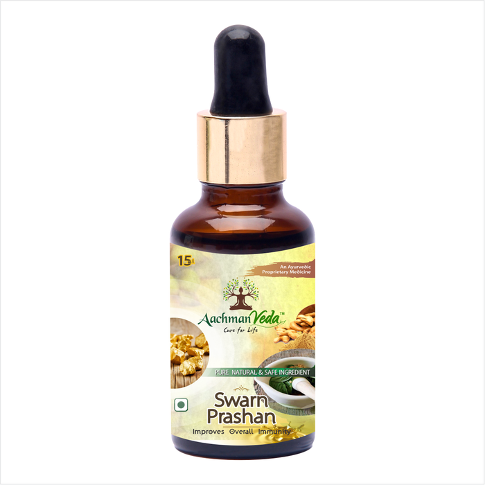 Aachman VedaSwarn Prashan 4 Carat Gold Immunity Booster For Children (GMP Certified & Ayush Approved) 15 ML With Veg