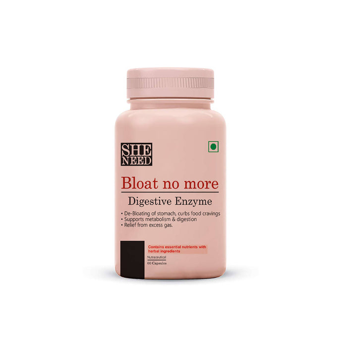 SheNeed Bloat No More Digestive Enzyme Supplement For Women - Alleviates Bloating of Stomach, Promotes Digestion with Healthy Nutrients- 60 Capsules - Local Option