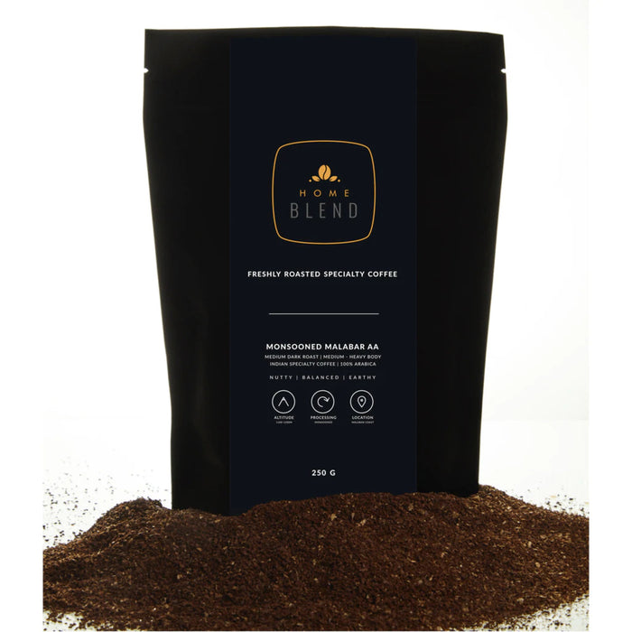 Ground Coffee | Monsooned Malabar 'AA' | (Medium Roast, French Press Grind) | Pack of 250g