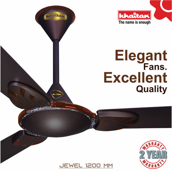 Khaitan JEWEL 1200 mm, 3 Blades Ceiling Fan, 390 RPM (Smokey Brown )