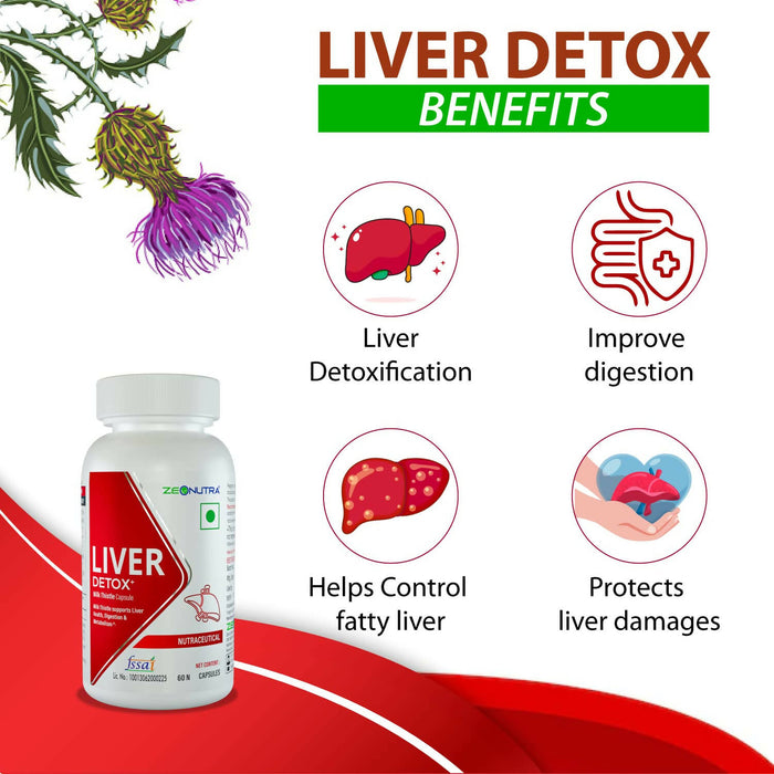 Zeon (A Promise of Good Health) Zeonutra Liver Detox, Cleanse & Repair Fatty Liver - Potent 21: 1 Milk Thistle Seed Extract Capsule, Support Liver Health, 5240mg Strength (80% Silymarin) - 60 Liver Supplement Capsules for Men & Women