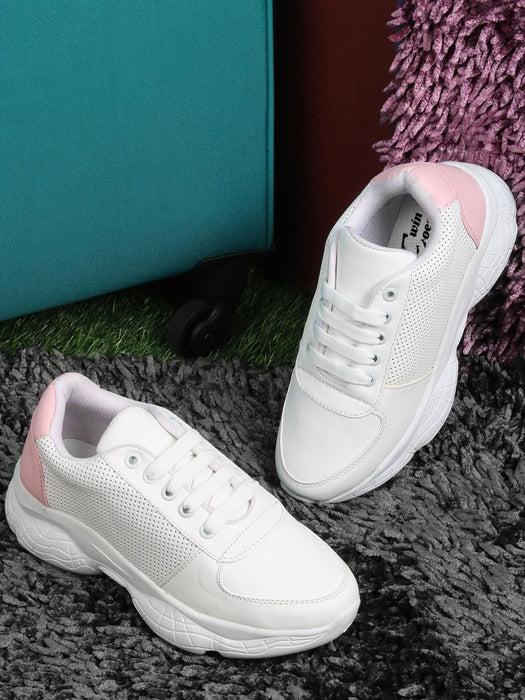 Women Fashion Sandal, Comfortable and Stylish Wedges  Girls White Pink Sneaker Shoe ART-202 by Ecomkart