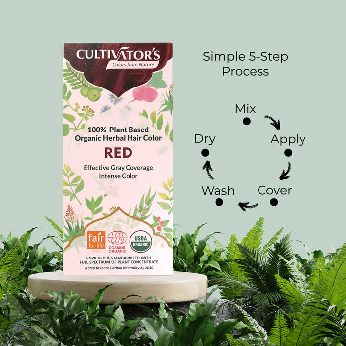 Cultivator's Organic Hair Colour - Herbal Hair Colour for Women and Men - Ammonia Free Hair Colour Powder - Natural Hair Colour Without Chemical, (Red) - 100g