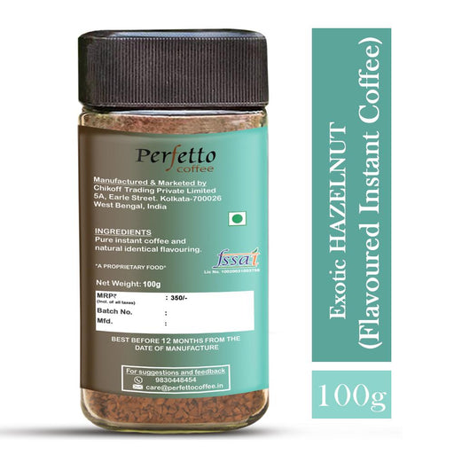 PERFETTO HAZELNUT FLAVOURED INSTANT COFFEE 100G JAR - Local Option