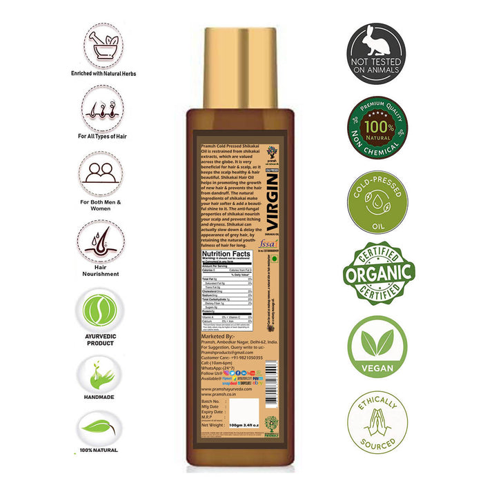 Pramsh Cold Pressed Organic Virgin Sesame Seed (Till) Oil (100ml+50ml) Hair Oil Pack Of (150ml) - Local Option