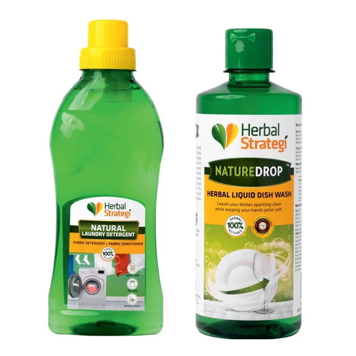 Herbal  Fabric wash & Dishwashing Liquid (Pack of 500 ml x 2)
