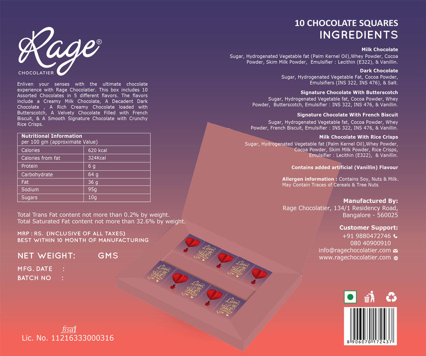 Rage Chocolatier Valentine's Day Special, Love is in The Air, Assorted Chocolate Gift Box. - Local Option