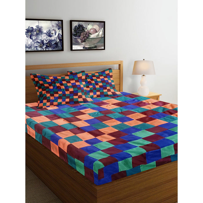 Colourful silky Doublebed Bedsheet with 2 pillow cover