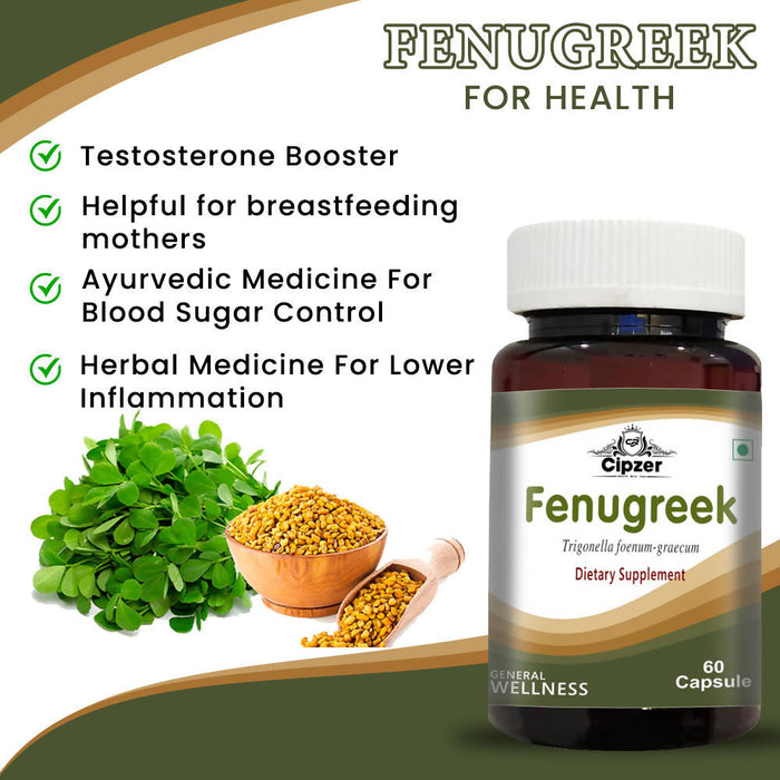 CIPZER Fenugreek Capsule | Ayurvedic Support Production Of Breast Milk And Improves Overall Health 60 Capsule ( pack of 1 )