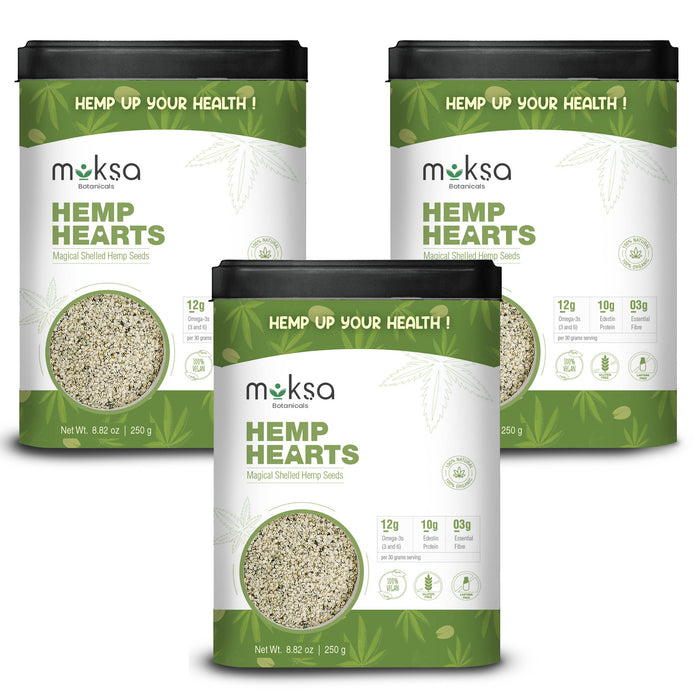Moksa - Hemp Hearts | Shelled Hemp Seeds | Helps in Digestion | 250 x 3