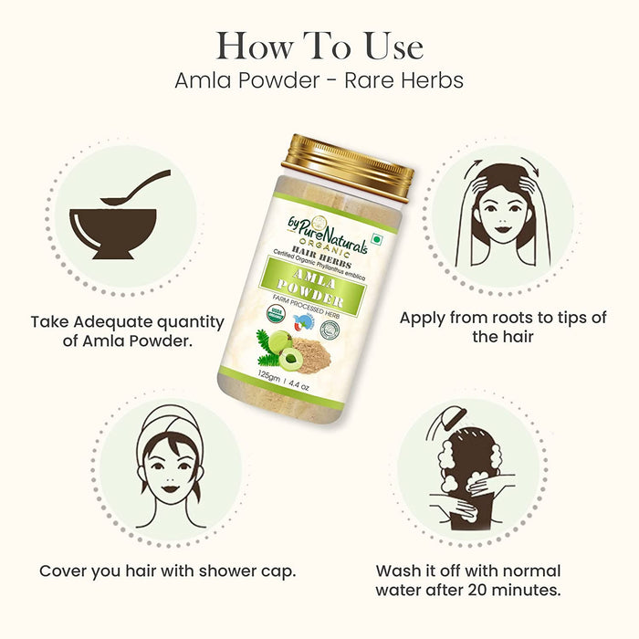 byPureNaturals Organic 100% Natural Amla Powder| Phyllanthus| Emblica Officinalis| Gooseberry Powder| Hair Growth| Healthy Skin| Face Care - 125gm
