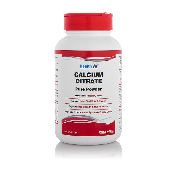 Healthvit Calcium Citrate 315mg Pure Powder 100g - Local Option