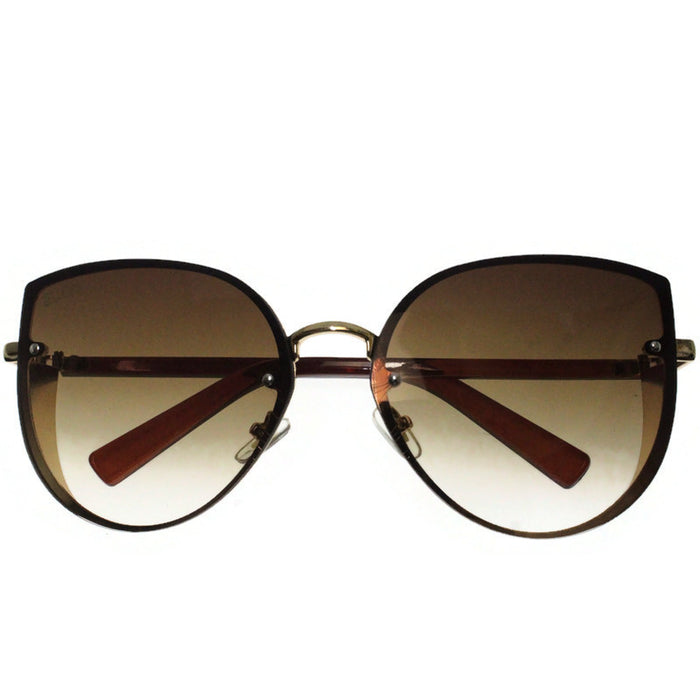 Generic affable women over sized sunglasses by jazz inc, frame color gold and lens color brown (LWF220)