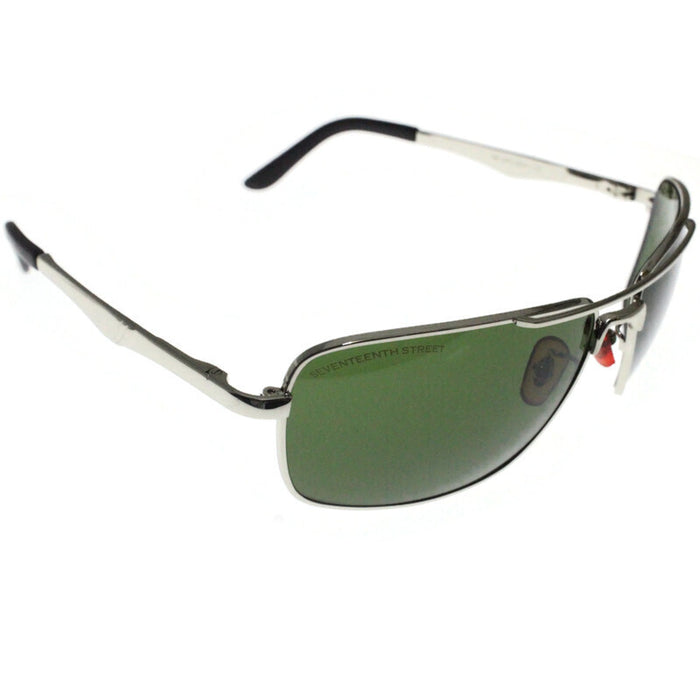 Generic affable unisex rectangular fit sunglasses by jazz inc, frame color silver and lens color green (LWF2222)