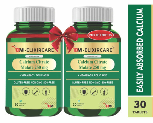 DM ElixirCare Vegan Calcium + Vitamin D3 Supplements for Immunity, Stronger Bones & Muscles -made with advanced formulation  (60 Tablets) - Local Option
