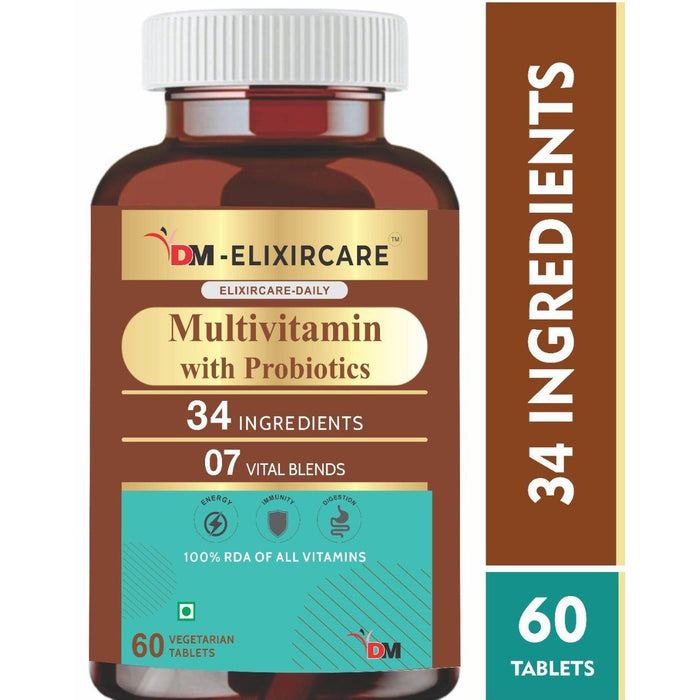 DM ElixirCare Multivitamin for Men & Women with 34 Ingredients - 60 Tablets - Local Option