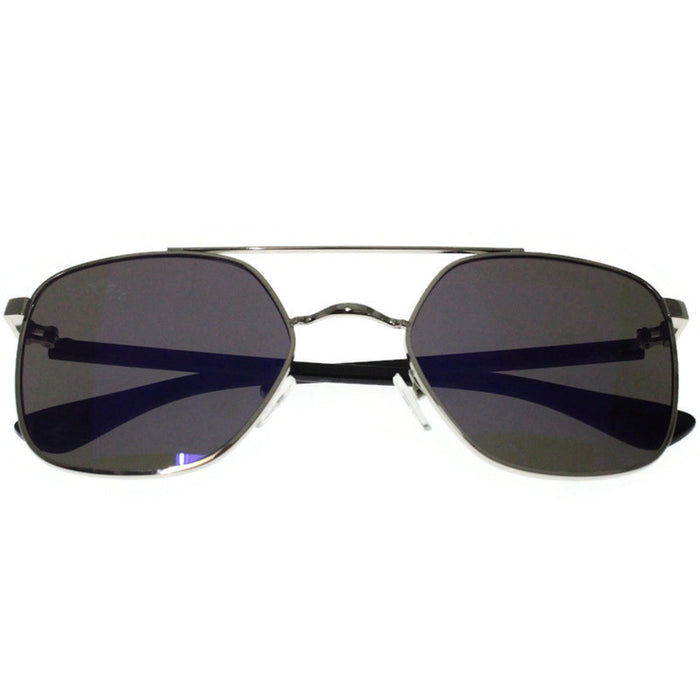 Generic affable unisex fit square sunglasses by jazz inc, frame color silver and lens color blue (LWF139)