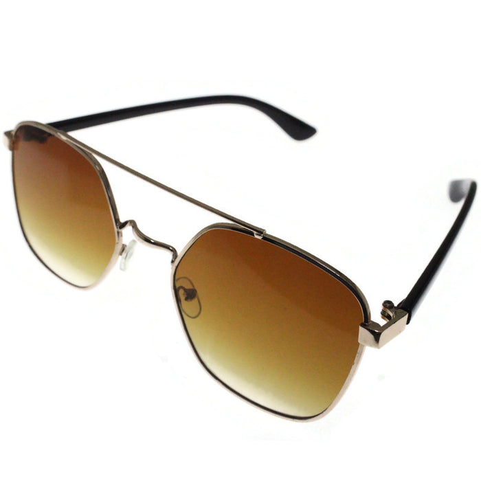 Generic affable unisex fit square sunglasses by jazz inc, frame color golden and lens color brown (LWF139)