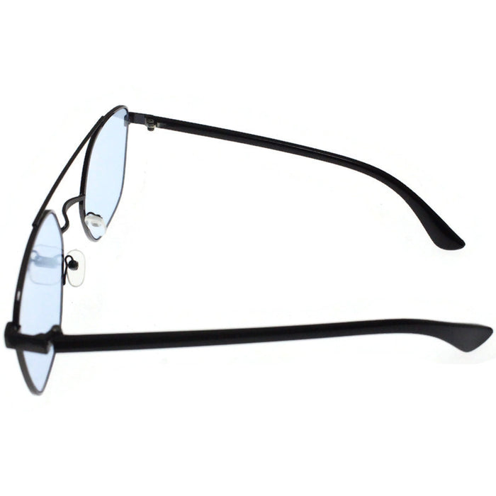Generic affable unisex fit square sunglasses by jazz inc, frame color black and lens color blue (LWF139)