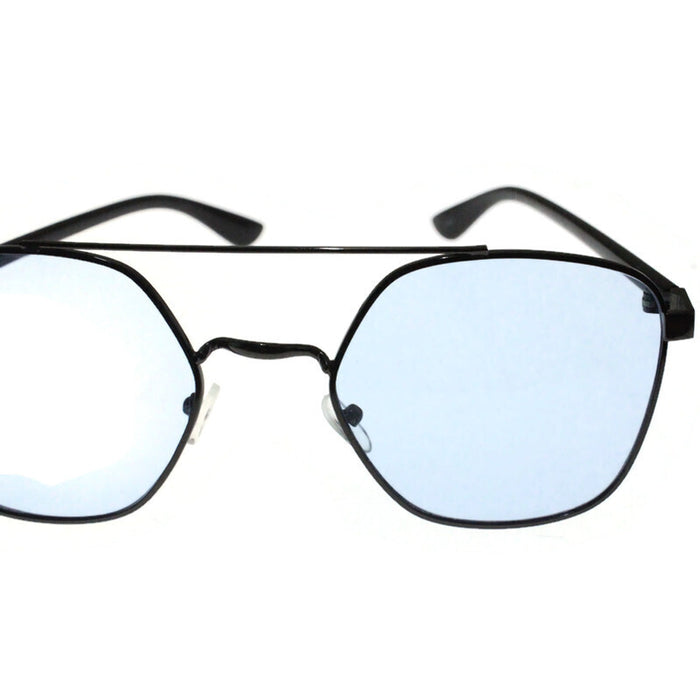 Generic affable unisex fit square sunglasses by jazz inc, frame color black and lens color blue (LWF139)