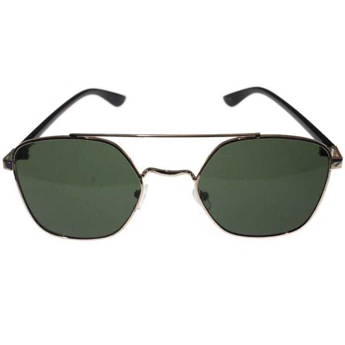 Generic affable unisex fit square sunglasses by jazz inc, frame color golden and lens color green (LWF139)
