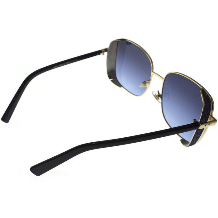Generic affable women over sized square shape sunglasses by jazz inc, frame color gold and lens color blue (LWF218)