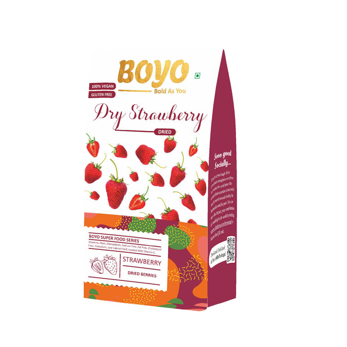 BOYO Dried Strawberries- 250 gm Whole Strawberries Handpicked Berries Unsweetened