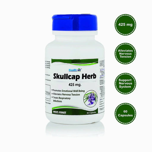 Healthvit Skullcap Herbs 425 mg For Nervous System Support 60 Capsules - Local Option