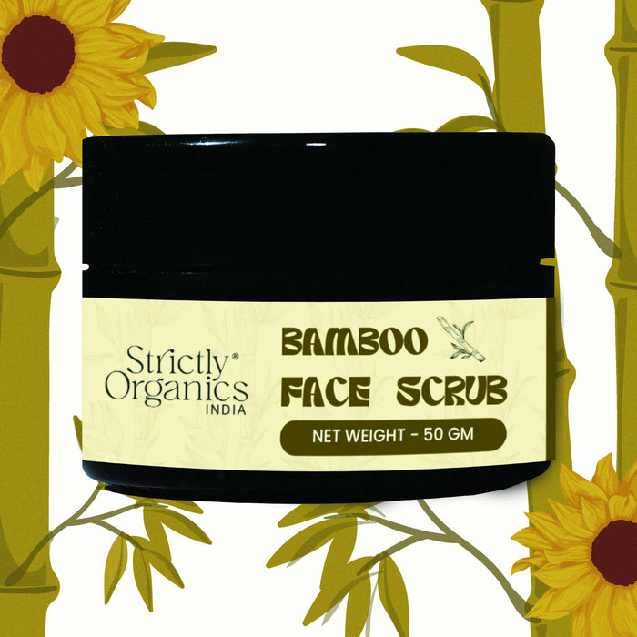 Strictly Organics Bamboo Face Scrub| Exfoliate Scrub Removes Blackheads, Dead Skin | De Tan Face scrub | Face Scrub for Women & Men - 50gm