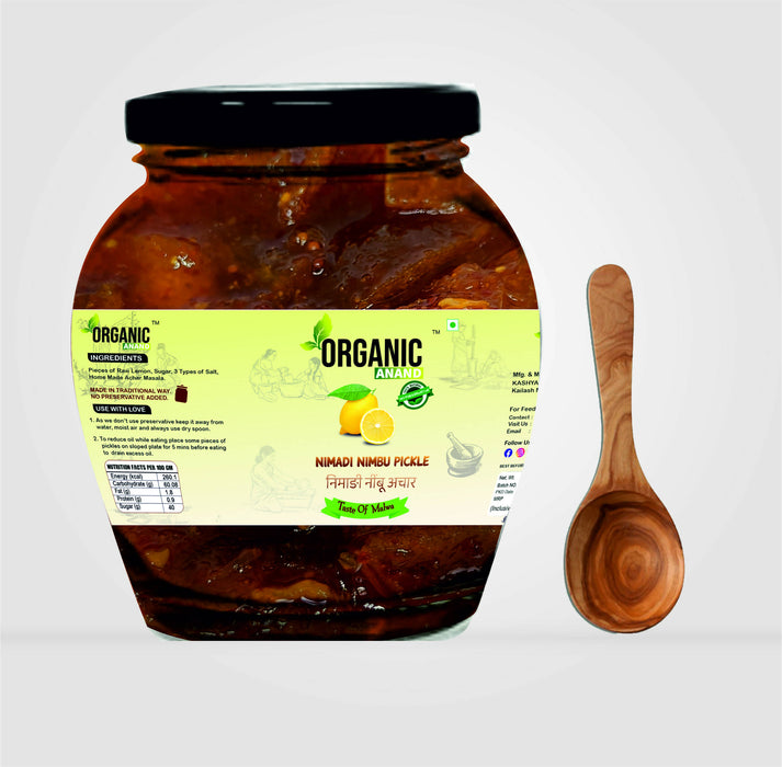 Organicanand Nimadi Lemon Pickle ( Khatta Mitha Nimbu ka Achaar) | 350 gm  Matka Jar| Homemade, Authentic, No preservative