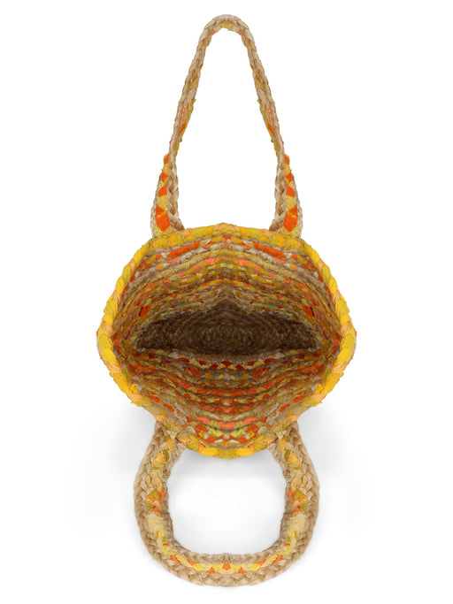 Hand Crafted Jute Tote Bag, Multi Colored Intertwined Bag - Local Option